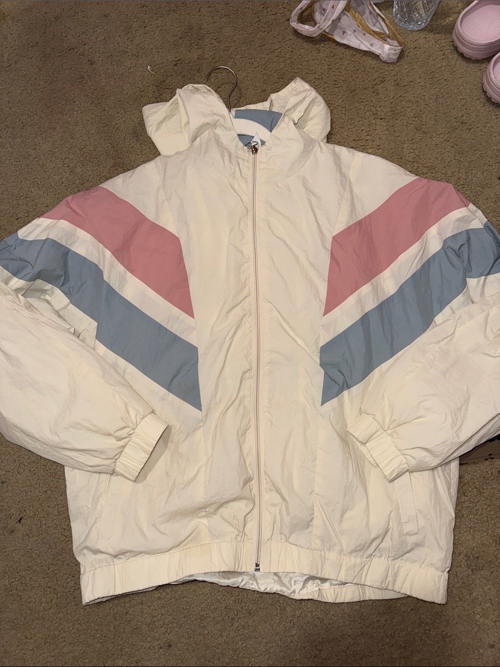 Love Cream Jacket with Pink Label and Light Blue Panel